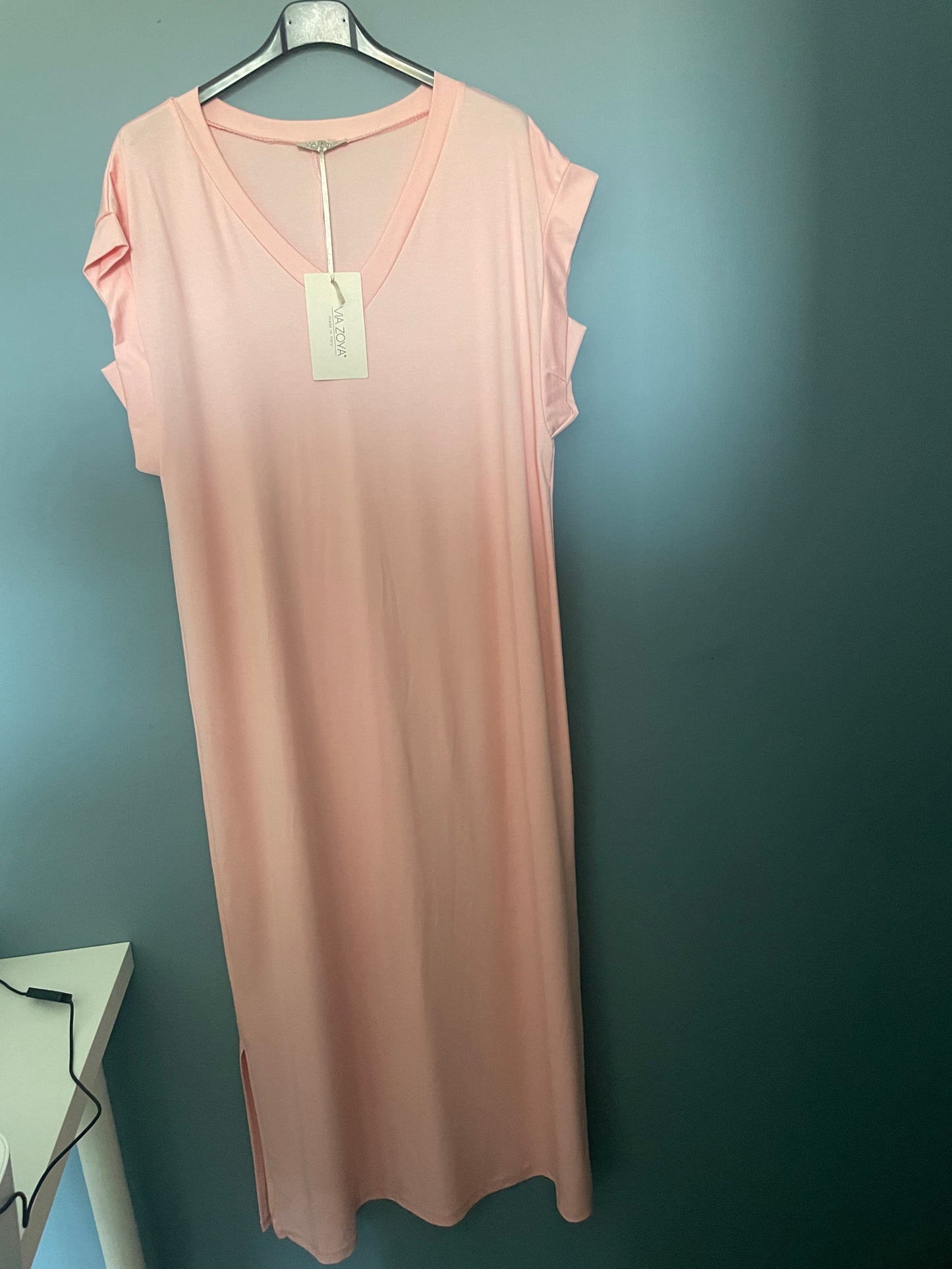 Lange roze zomerjurk